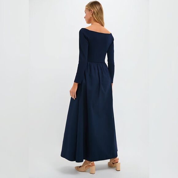 New Tuckernuck - L Navy Clea Maxi Dress Long Sleeves $228 - Picture 4 of 11